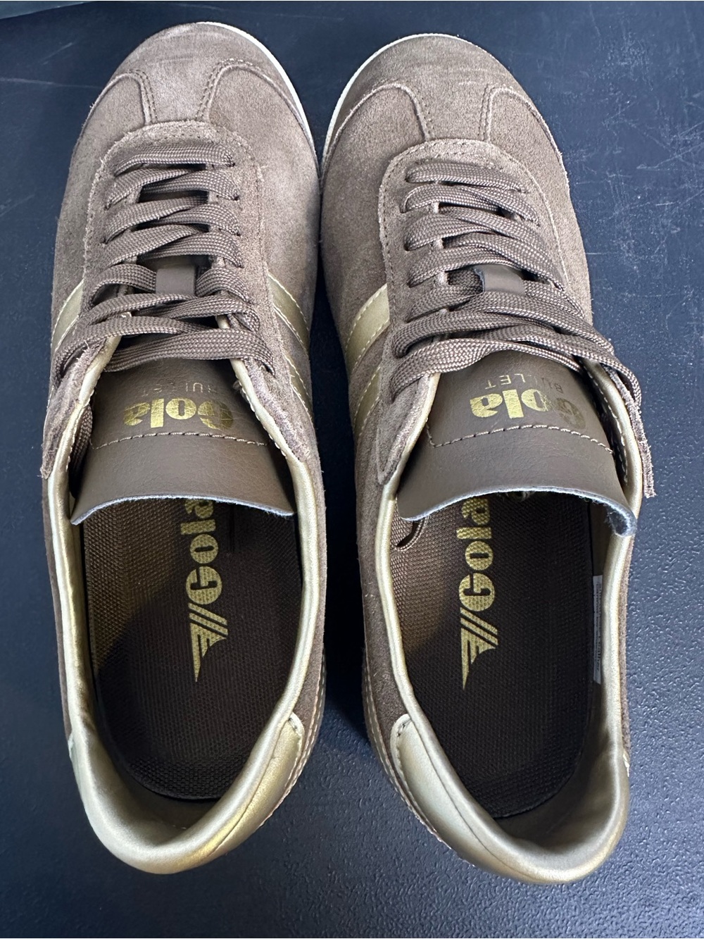 Gola Women's Bullet Pearl Trainer Sneakers - Otter/Gold - US Size 8 - Picture 8 of 13